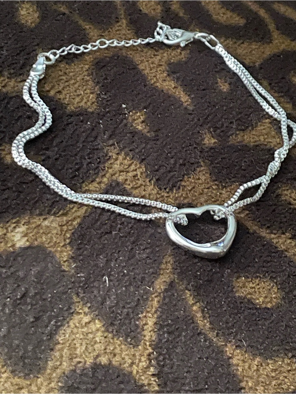 Delicate Silver Heart Double-Chain bracelet for Women 925 sterling silver